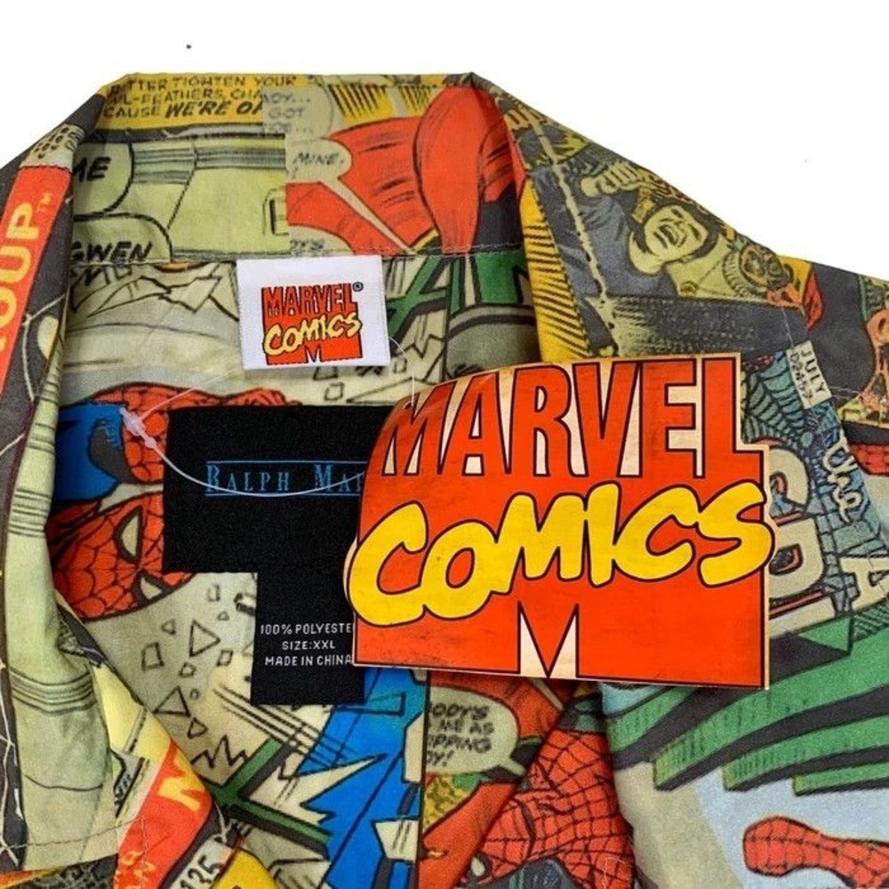 Marvel Comics x Ralph Marlin Spider-Man All Over Print NWOT Button Shirt - Picture 4 of 9